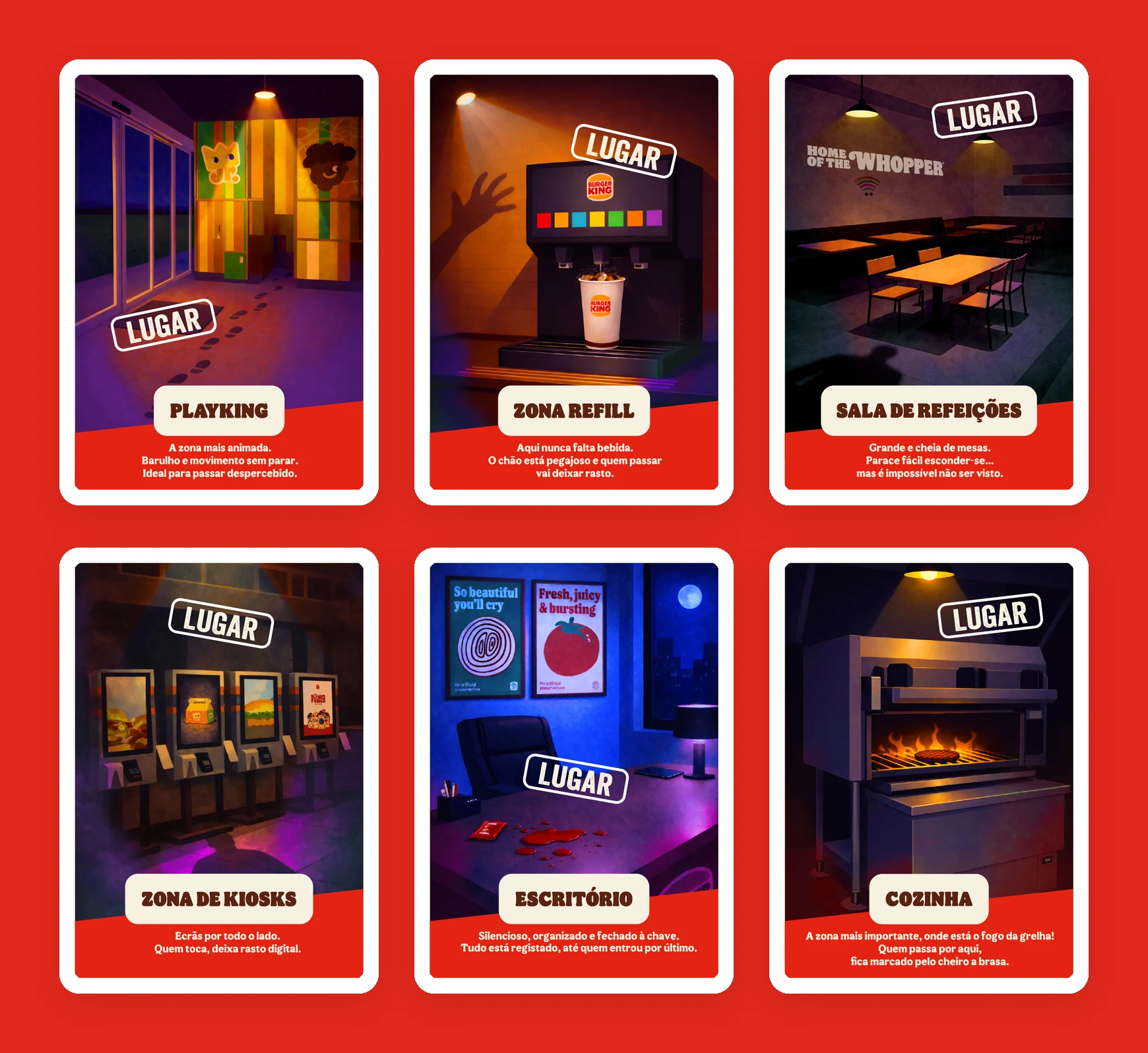 Cartas de lugares de Mystery King: sitios reales del restaurante Burger King
