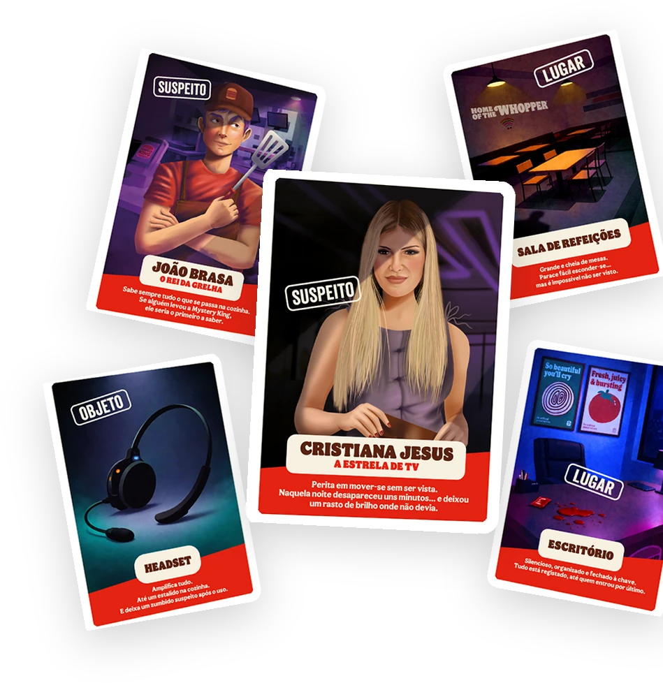 Cartas del juego Mystery King diseñadas e ilustradas por CHUF Agency para Burger King