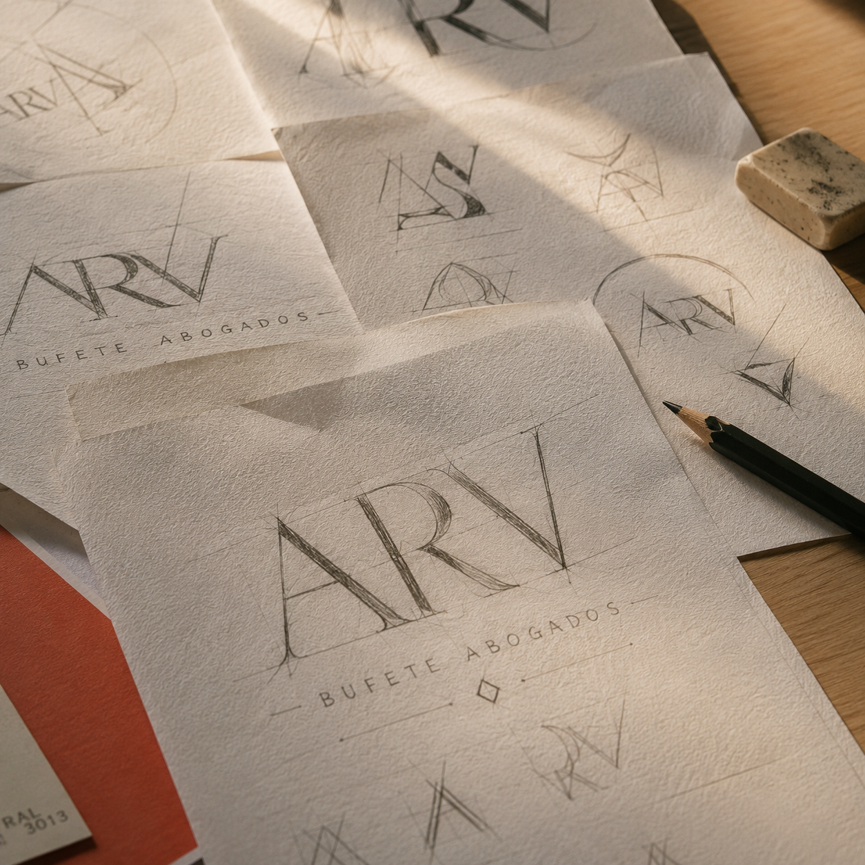 Bocetos a mano del diseño de un logotipo