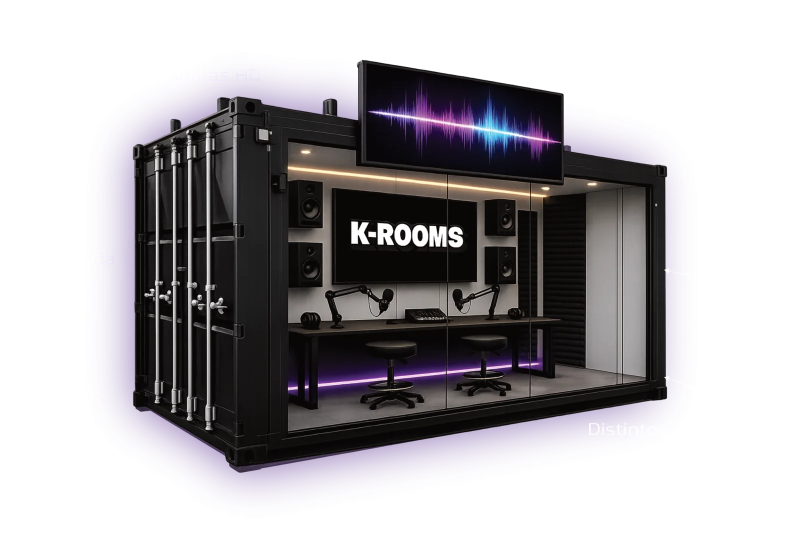 Estudio K-Rooms: cabina insonorizada con pantallas HD, climatización y aspecto personalizable