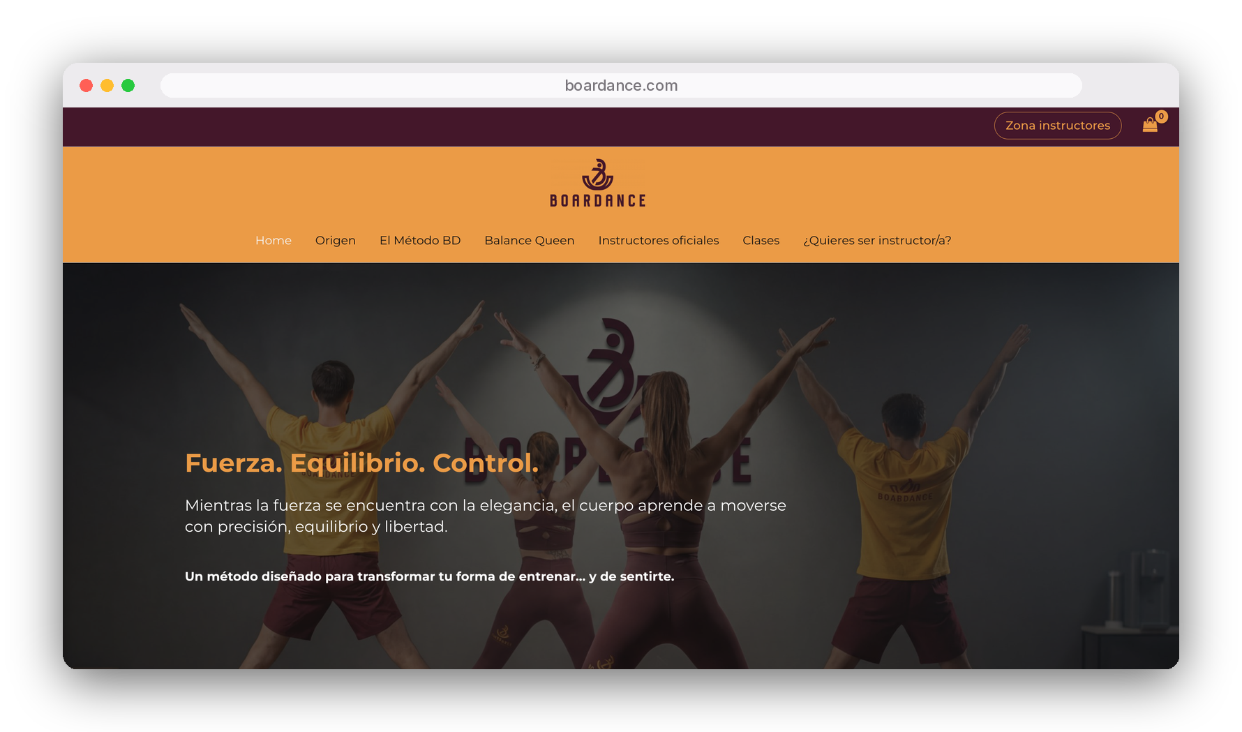 Plataforma web de Boardance (boardance.com)