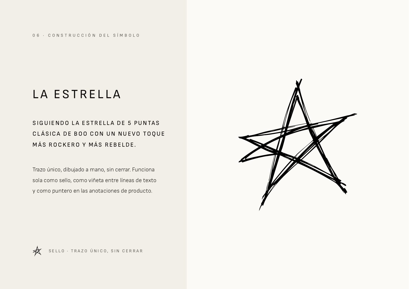 Página del manual de identidad de Boo con la construcción del símbolo de la estrella