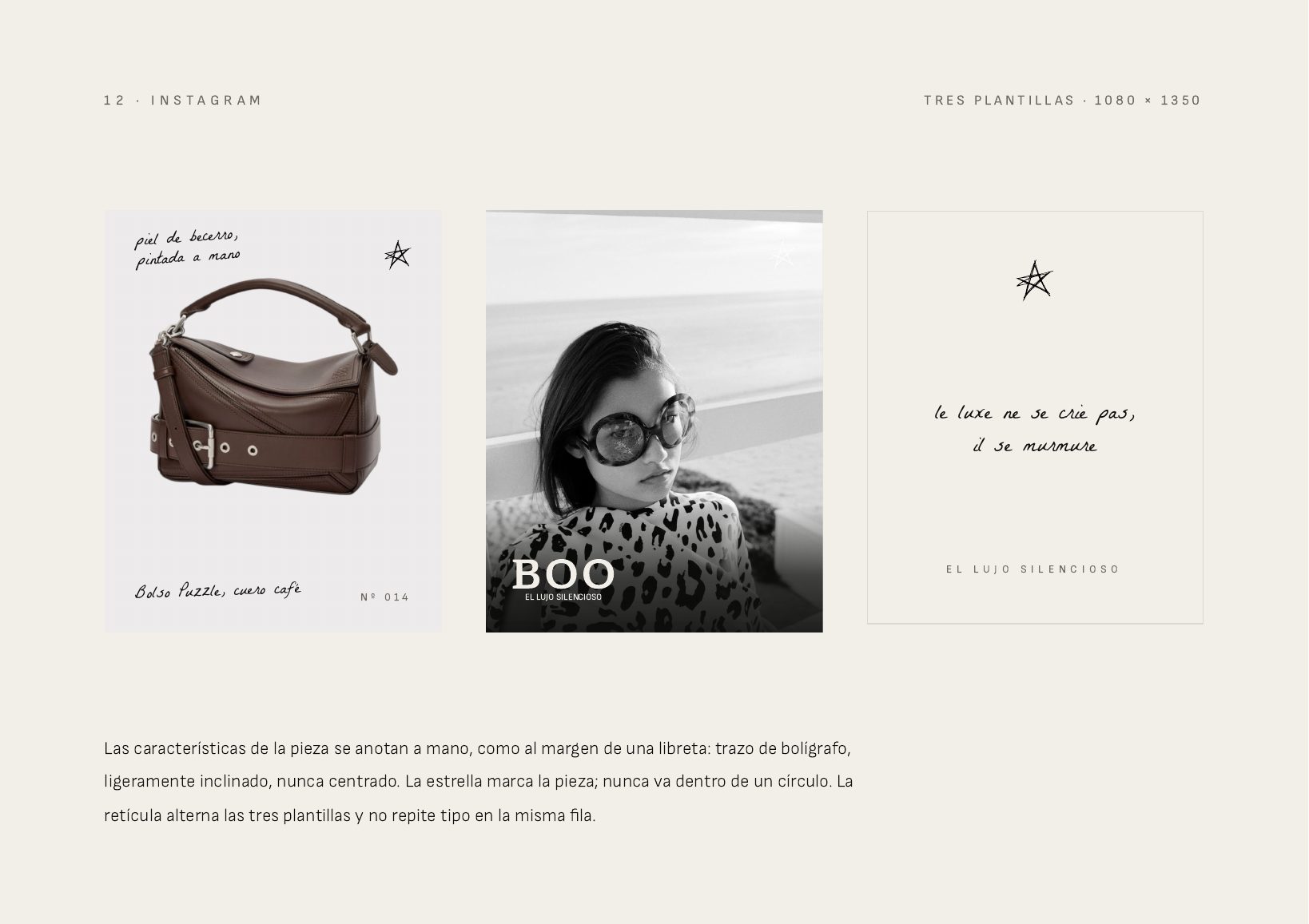 Página del manual de identidad de Boo con las plantillas de Instagram