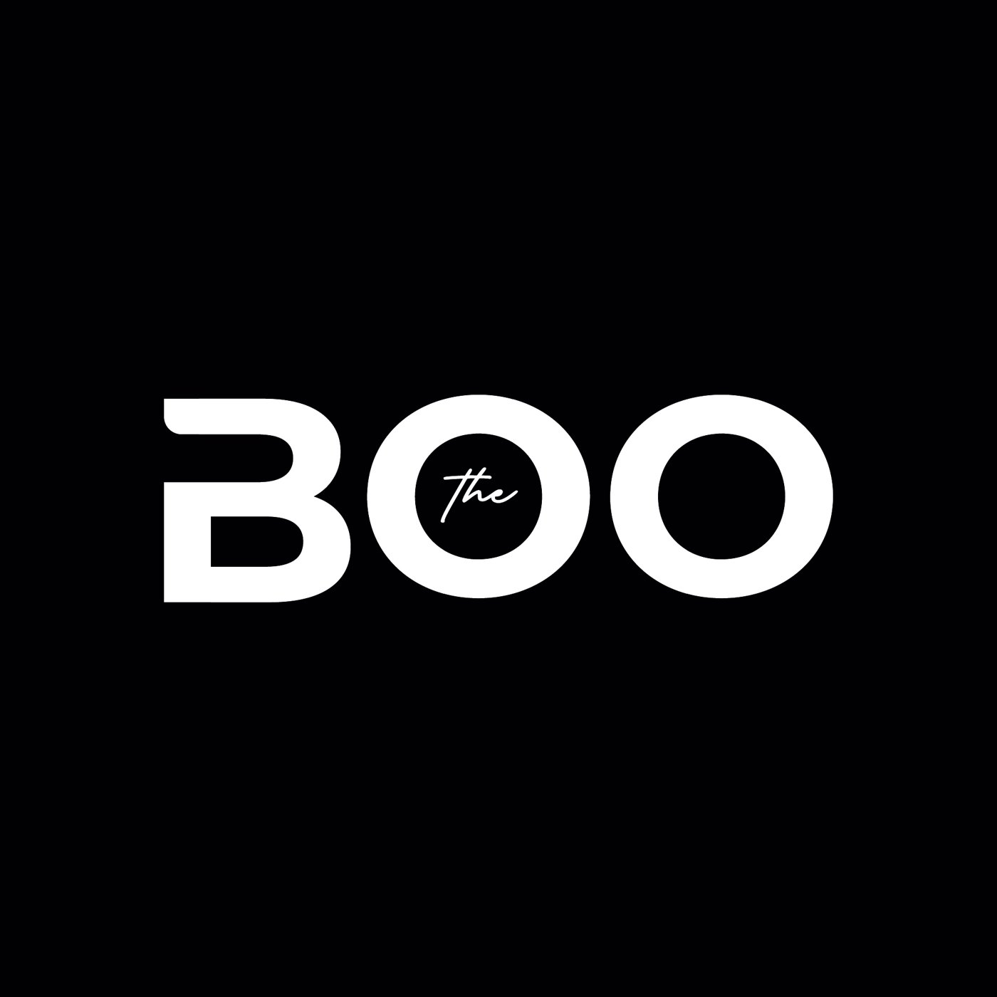 Primer rebranding de The Boo por CHUF, logotipo blanco sobre negro