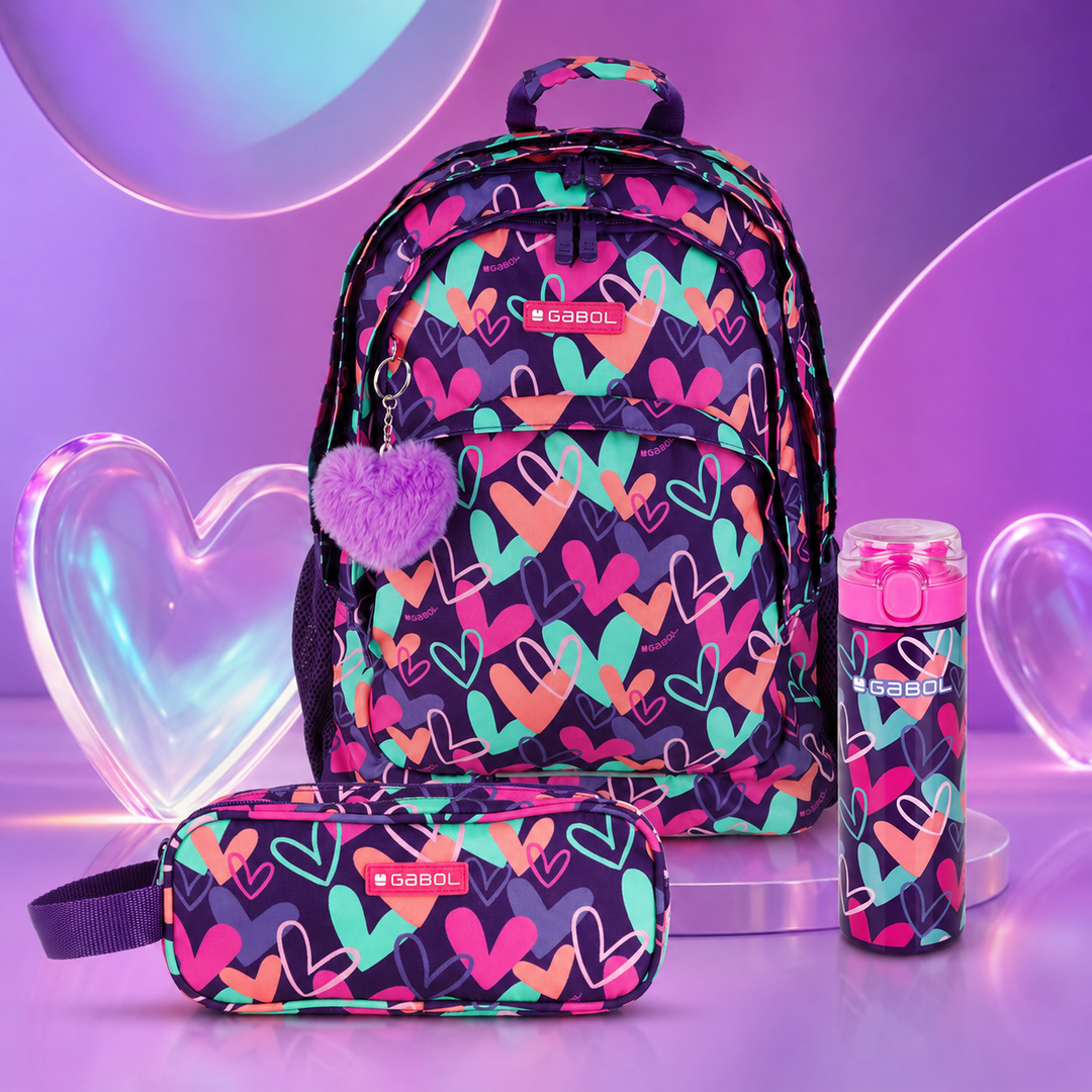 Mochila escolar corazones, campaña vuelta al cole Luisipo