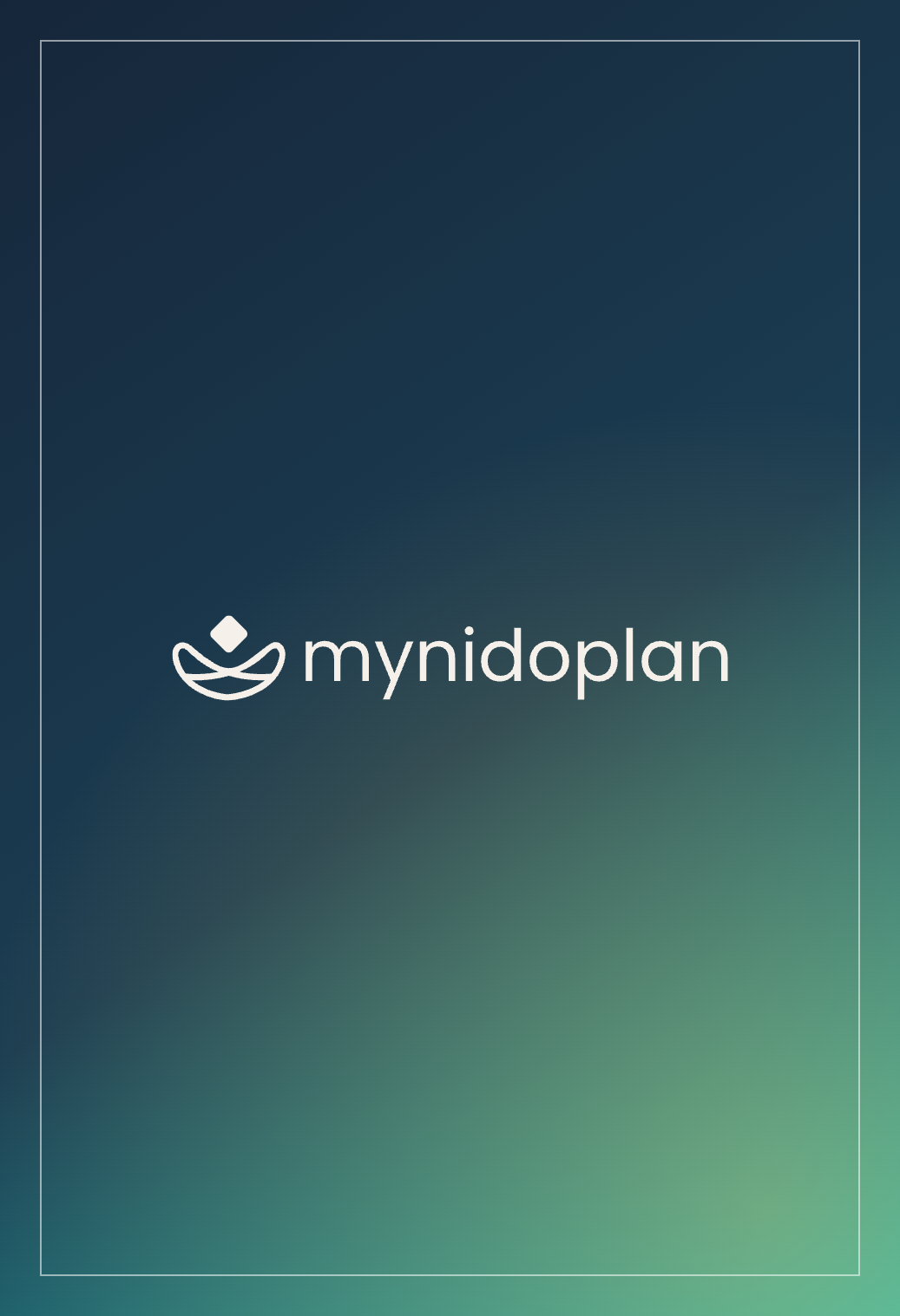 MyNidoPlan, brand design, web y SaaS: ficha del proyecto con el logotipo sobre degradado azul y turquesa